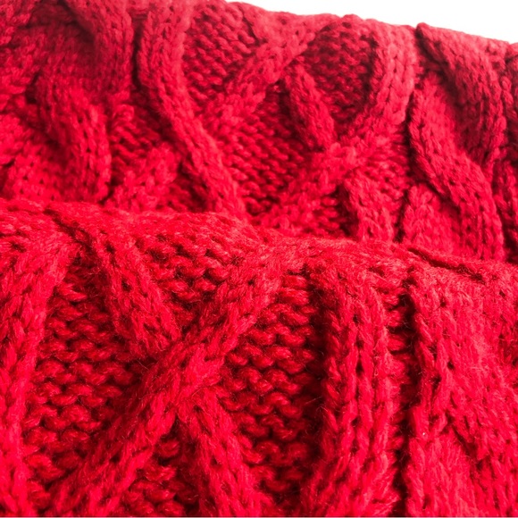 New York & Company Hot Red Knitted Winter Neck Scarf OSFM Chain-Link Design - Picture 15 of 15